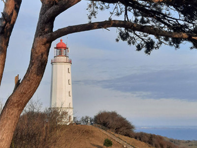 Leuchtturm Dornbusch auf der Insel Hiddensee in Mecklenburg-Vorpommern